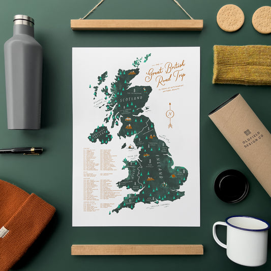 Great British Road Trip A3 Map Checklist