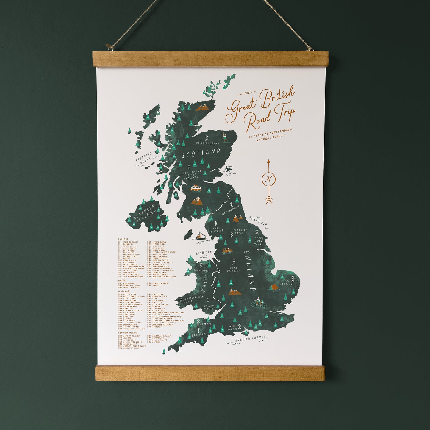 Great British Road Trip A3 Map Checklist