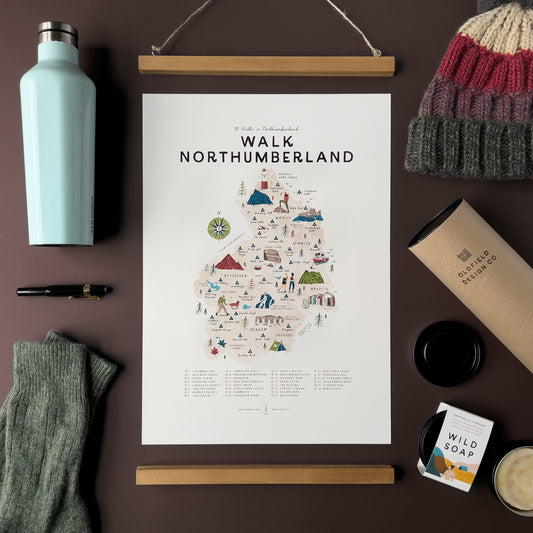 Walk Northumberland A3 Map Checklist