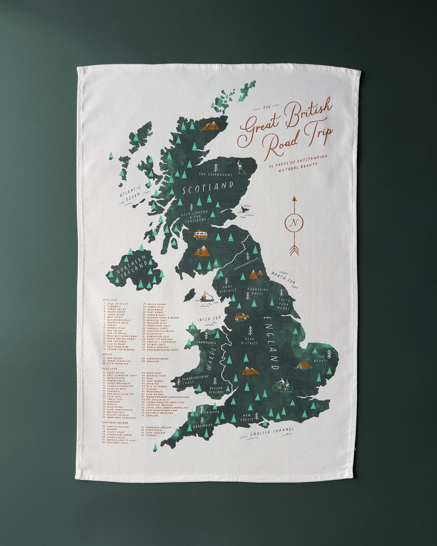 Great British Road Trip Tea Towel