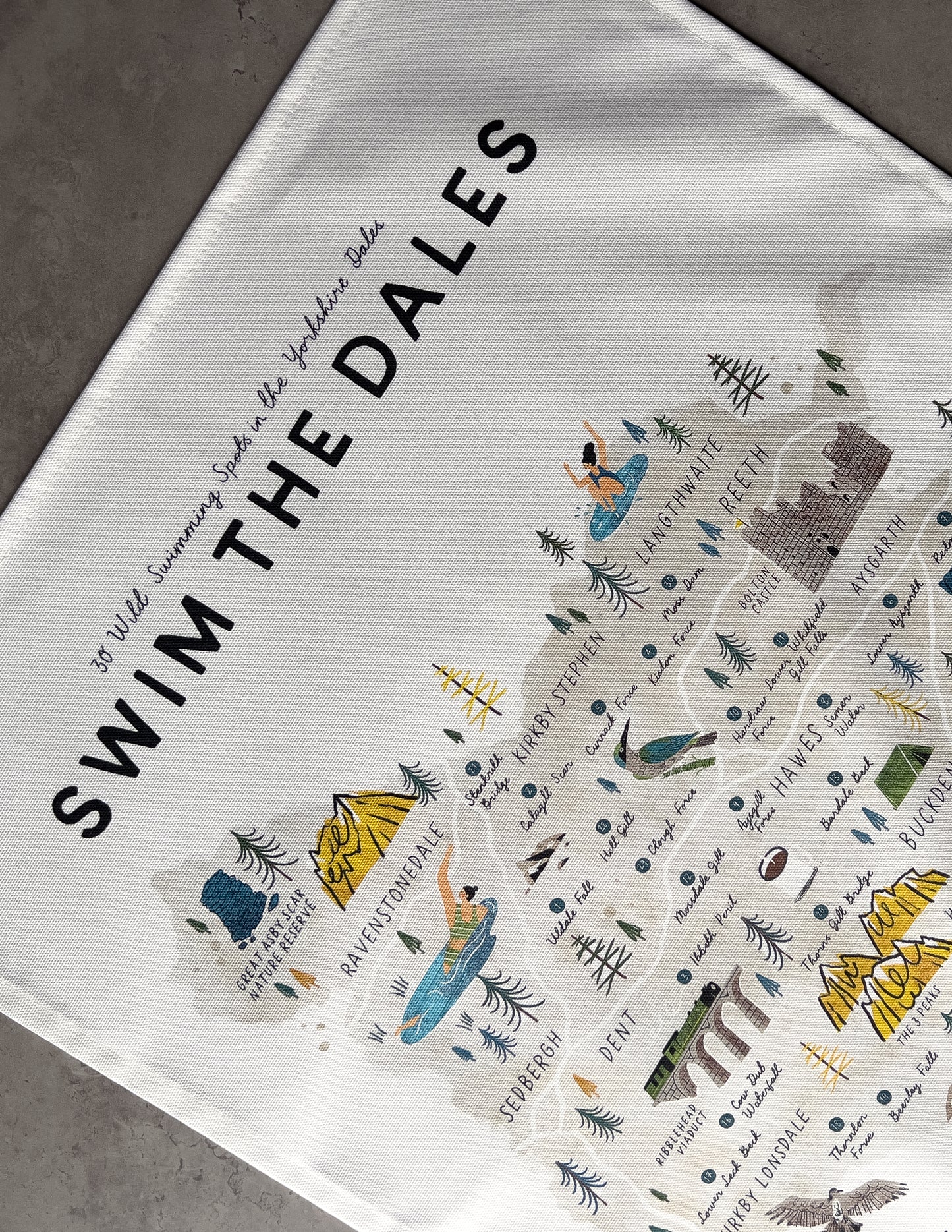 Swim the Dales Tea Towel