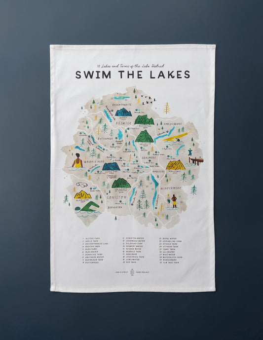 Swim the Lakes Tea Towel