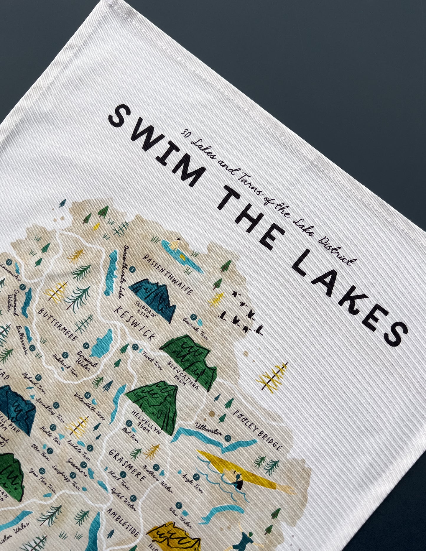 Swim the Lakes Tea Towel