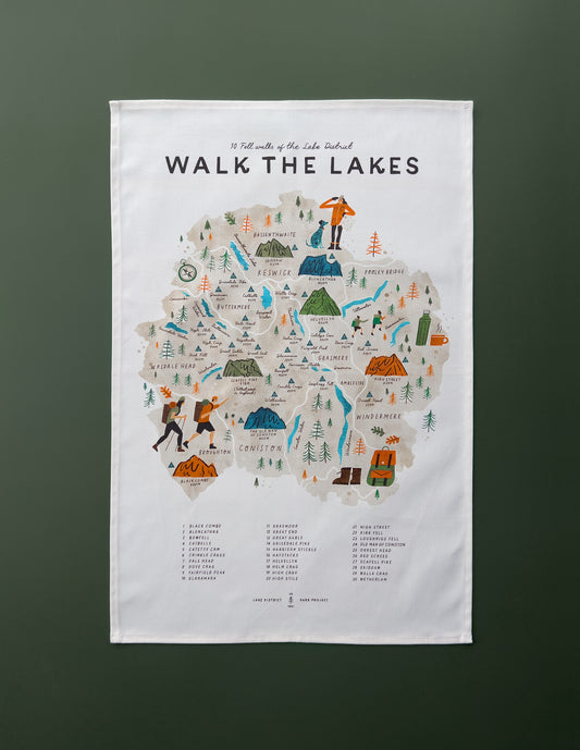 Walk the Lakes Tea Towel