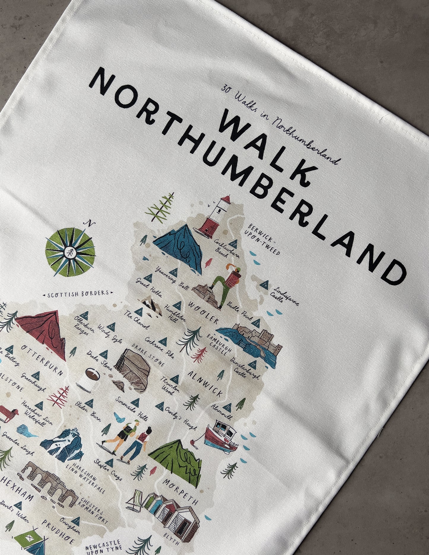 Walk Northumberland Tea Towel